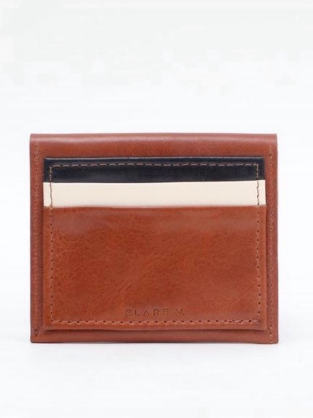 Clare V. Port Carte Miel Brown Leather Card Holder